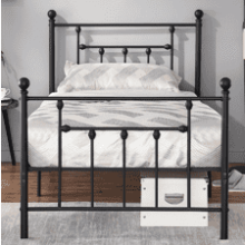 VECELO Twin Size Metal Platform Bed Frame with Headboard and Footboard, Sturdy Steel Slat Support, No Box Spring Needed, Easy Assembly, Victorian Style - Matte Black