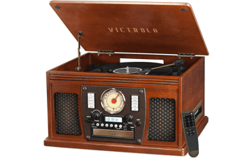 Victrola 8-in-1 Bluetooth Record Player & Multimedia Center with Built-in Stereo Speakers - Turntable, Wireless Music Streaming - Real Wood, Mahogany