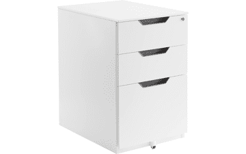 White Mobile File Cabinet With Lock - 3 Drawer - Amazon Basics