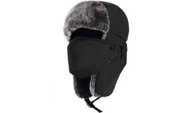 Winter Trapper Hat with Ear Flap and Chin Strap - Windproof Mask - 22-24″ - Hats for Women and Men