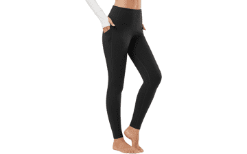 Women's Fleece Lined Leggings - Thermal Warm Winter Tights - High Waisted Yoga Pants with Pockets