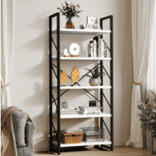 YITAHOME 5 Tiers Bookshelf - Classically Modern Book Rack for Living Room, Home, Office - White