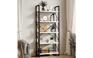 YITAHOME 5 Tiers Bookshelf - Classically Modern Book Rack for Living Room, Home, Office - White