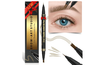 iMethod Microblading Eyebrow Pencil - 2-in-1 Dual-Ended Eyebrow Pen with Micro-Fork-Tip Applicator & Brush-Tip - Natural-Looking Brows, All Day Stay, Light Brown