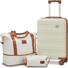 imiomo Carry on Luggage 20 IN Spinner Suitcase Hardside 3PCS Set Lightweight Rolling Travel with TSA Lock Beige