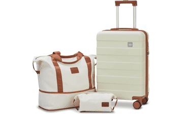 imiomo Carry on Luggage 20 IN Spinner Suitcase Hardside 3PCS Set Lightweight Rolling Travel with TSA Lock Beige