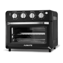 19-Quart Toaster Oven Air Fryer Combo, AUMATE 7 in 1 Convection Countertop Oven, Oilless Fryer, Includes Baking Pan, Oven Rack, Fry Basket, Crumb Tray, 1550W - Black