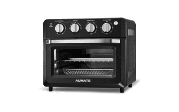 19-Quart Toaster Oven Air Fryer Combo, AUMATE 7 in 1 Convection Countertop Oven, Oilless Fryer, Includes Baking Pan, Oven Rack, Fry Basket, Crumb Tray, 1550W - Black