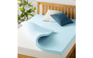 2 Inch Ventilated Memory Foam Mattress Topper with Cooling Gel Infusion - Queen Size, Blue