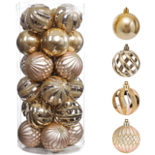 24pcs Christmas Balls Ornaments for Christmas Tree, Shatterproof Hanging Balls, Colorful Decorations, Baubles Set (Rose Gold & Gold)