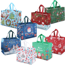 8PCS Christmas Gift Bags with Handles, Treat Bags for Gifts Wrapping, Xmas Party Supplies