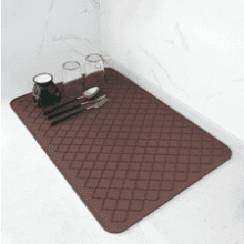 AMOAMI Dish Drying Mat - Silicone Kitchen Counter Pad - Heat Resistant - Brown - 16" x 24"