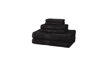 Amazon Basics 6-Piece Black Cotton Towel Set