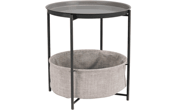 Amazon Basics Round Storage End Table with Cloth Basket