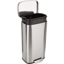 Amazon Basics Smudge Resistant Rectangular Trash Can with Soft-Close Foot Pedal, Stainless Steel, 30L