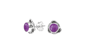 Amethyst Stone Stud Earrings - 925 Sterling Silver Gemstone Jewelry for Women