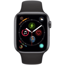 Apple Watch Series 4 - GPS, 44MM, Space Gray Aluminum Case, Black Sport Band (Renewed)