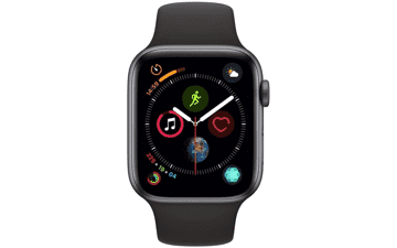 Apple Watch Series 4 - GPS, 44MM, Space Gray Aluminum Case, Black Sport Band (Renewed)