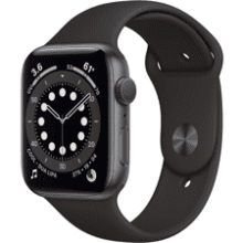 Apple Watch Series 6 - GPS, 44mm, Space Gray Aluminum Case, Black Sport Band (Renewed)