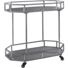 Ashley Kadinburg Industrial Metal Bar Cart with Caster Wheels