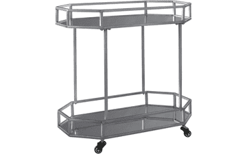 Ashley Kadinburg Industrial Metal Bar Cart with Caster Wheels