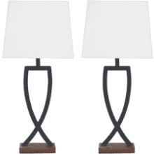 Ashley Makara Metal Minimalist Table Lamp, 2 Pack, Black & Brown