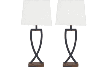 Ashley Makara Metal Minimalist Table Lamp, 2 Pack, Black & Brown