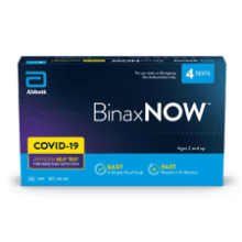 BinaxNOW COVID-19 Antigen Self Test, 1 Pack, 4 Tests, 15-Minute Results, Easy at Home