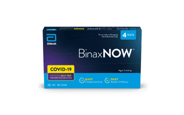 BinaxNOW COVID-19 Antigen Self Test, 1 Pack, 4 Tests, 15-Minute Results, Easy at Home