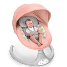 Bioby Baby Swing - Electric Portable Bouncer for Newborns to Toddlers, 5 Swing Speeds, Remote Control, Touch Screen, Bluetooth Music, Pink