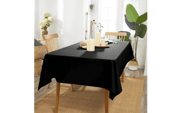 Black Square Tablecloth 60 x 60 Inch Stain & Water Resistant Fabric for Dining Table Buffet Parties