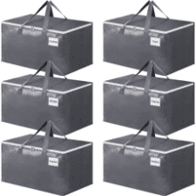 BlissTotes Large Moving Boxes with Zippers & Handles, Heavy Duty Totes for Storage, 6 Pack