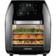 CHEFMAN Multifunctional Digital Air Fryer+ Rotisserie, Dehydrator, Convection Oven, 17 Presets, XL 10L Family Size, Auto Shutoff, Easy-View Window - Black