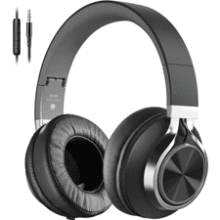 COOSII AC01 Over Ear Headphones with Microphone and Volume Control - Black Grey