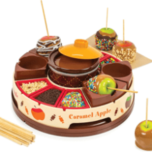 Chocolate & Caramel Fondue Pot with Decorating and Toppings Trays - 25 Sticks