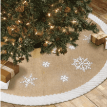 Christmas Tree Skirt 48inch, White Snowflake Fur Burlap for Xmas Decor