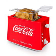 Coca-Cola Grilled Cheese Toaster with Easy-Clean Baskets and Adjustable Toasting Dial - Red, 2-Slot