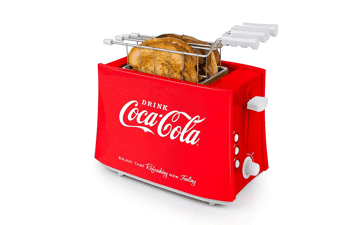 Coca-Cola Grilled Cheese Toaster with Easy-Clean Baskets and Adjustable Toasting Dial - Red, 2-Slot