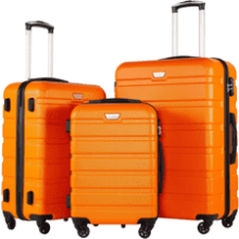 Coolife 3 Piece Luggage Set Spinner Hardshell Lightweight with TSA Lock - Orange