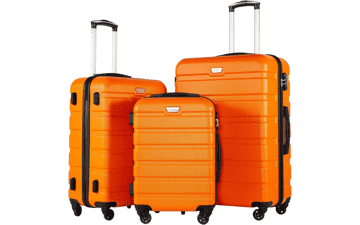 Coolife 3 Piece Luggage Set Spinner Hardshell Lightweight with TSA Lock - Orange