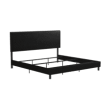 DHP Janford Upholstered Platform Bed, King, Black Faux Leather