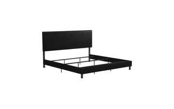 DHP Janford Upholstered Platform Bed, King, Black Faux Leather