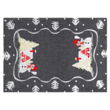 Dark Gray Snowman Table Place Mats for Christmas Holidays - Set of 6