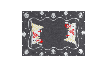 Dark Gray Snowman Table Place Mats for Christmas Holidays - Set of 6