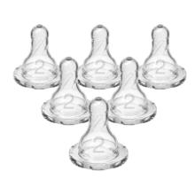 Dr. Brown’s Natural Flow Level 2 Narrow Baby Bottle Silicone Nipple, Medium Flow, 6 Count