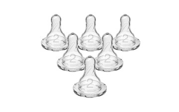 Dr. Brown’s Natural Flow Level 2 Narrow Baby Bottle Silicone Nipple, Medium Flow, 6 Count