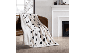 Eddie Bauer Ultra-Plush Throw Blanket Reversible Sherpa Fleece Emperor Penguin