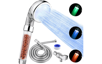 FASTRAS LED Shower Head with Handheld, High Pressure, Temperature-Controlled, Water Saving Filtered