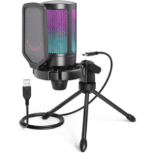 FIFINE Gaming USB Microphone with RGB Indicator and Accessories