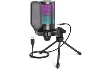 FIFINE Gaming USB Microphone with RGB Indicator and Accessories